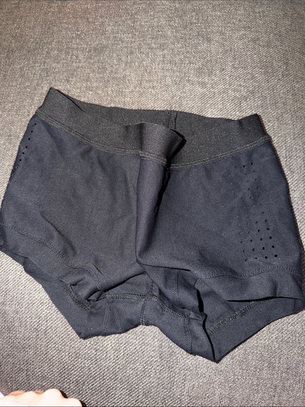 Women's Black Bike Shorts with Perforated Side Panels